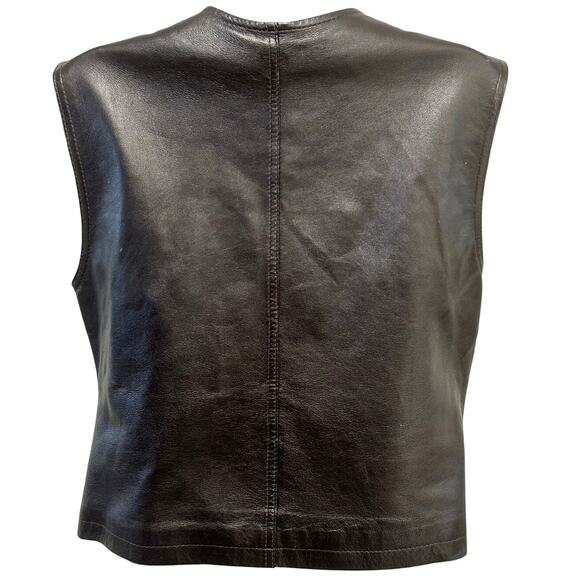 Saguaro West Trading Co. 1990's Soft Supple Dark Brown Leather Zip-up Vest-Small - Picture 3 of 8